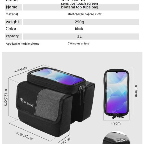 Bilateral Tube Touch Screen Saddle Bag